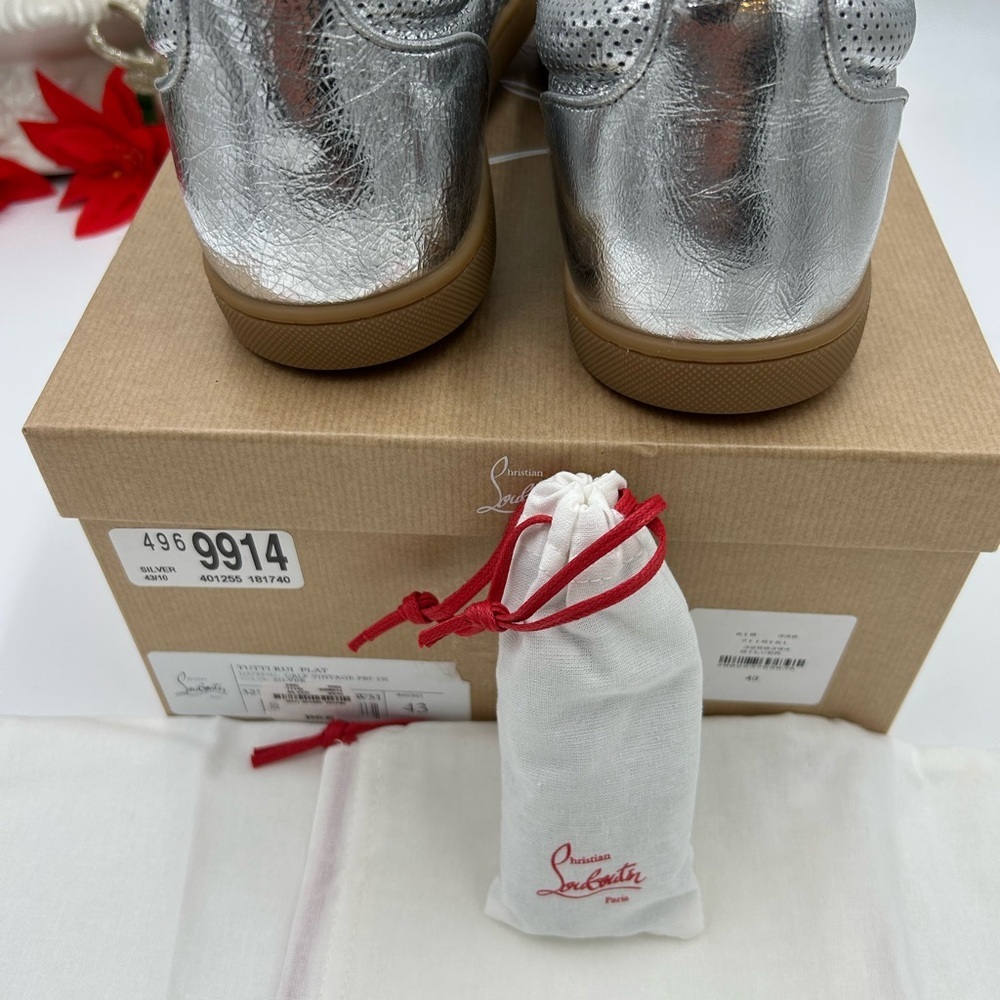 Men's Christian Louboutin tutti rui low top metallic leather sneakers size 43 - Picture 11 of 13